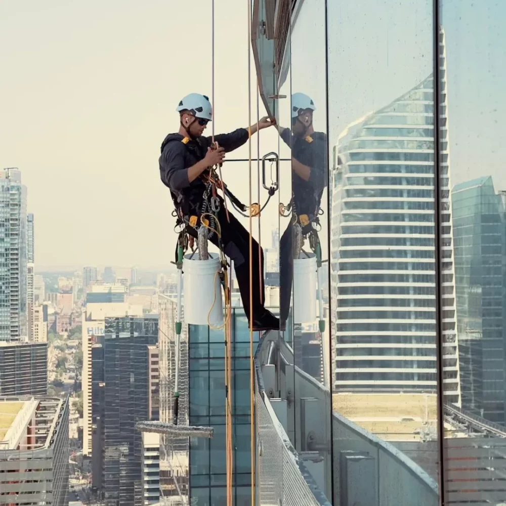 High-Rise Window Cleaning Services services in Dallas - Professional high-rise window cleaning for commercial buildings, hotels, and office towers. Our certified technicians use safe, OSHA-compliant methods including rope access and aerial platforms to deliver streak-free results at any height.